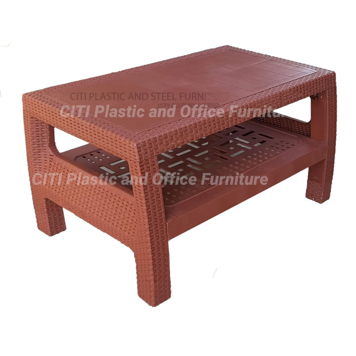 Plastic Double Shelf Plastic Table- CHOCOLATE