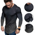 Men T-shirt Gradient Print Crew Neck Quick Dry Shirt. 