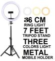 7 Feet Tripod Stand with 26 / 36 / 45 CM Selfie Ring Light for Tiktok Youtube Vlogging Photography Videography Videos Best Quality Aluminum Tripod Ringlight- Photography Kit. 