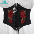Green Home Women Waist Belt Embroidery Wide Wrap Around Embroidered Belt. 