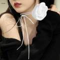 Flower Lace up Necklace Dress Jewelry Floral Choker White. 
