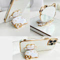 FELMYST Hello Kitty Holder Case For VIVO Y15s Fashion Cute Cat Mirror Brand Luxury Stand Mobile Phone Casing Square Girl Boy Men Gift Shockproof Back Soft Cover. 