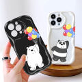 FELMYST for Realme C30 C31 C33 C35 C55 Realme Narzo 50A Prime Back Cover Three Little Bears Cream Texture Wavy Edge Soft Silicone Phone Case. 
