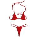 y Women Micro Thong Swimsuit Bikini Set Mini  Top Bathing Suit Cute Red. 