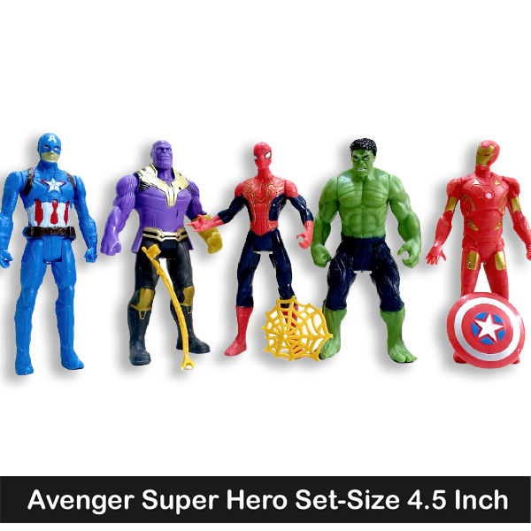 1 Pc Size 4.5 inch - Avengers Marvel Superhero Action Figures Toys Movable Head Arms Legs and Moveable Knee Super Hero Figure - Hulk Spiderman Iron Man Captain America Thanos