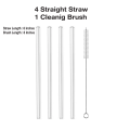 5 Pieces  Reusable Glass Straws, Clear Glass Drinking Straw. 