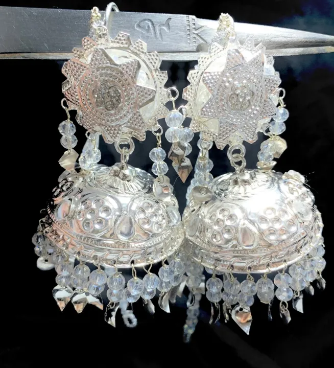 Antique%20jhumka%20earnings%20pure%20silver%20(%20pure%20chandi%20)%20-%20Image%202