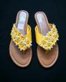 Yellow Floral Slippers For Women. 
