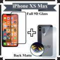 iPhone XS Max Full Black 9D Tempered Glass Edge to Edge Full Glue Screen Protector + Back Matte Protector Soft Skin Sheet Soft Film Protector For iPhone XS Max. 