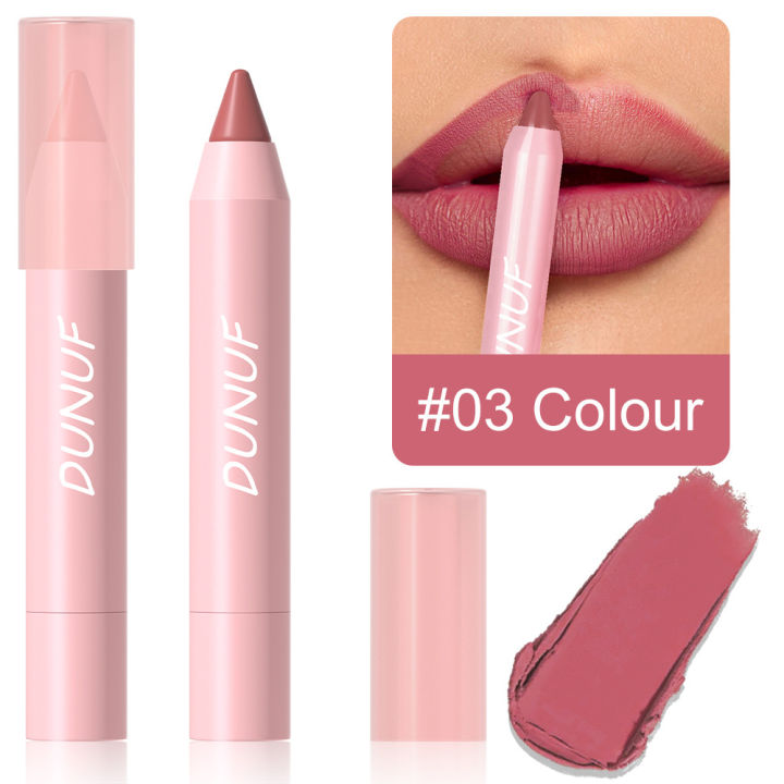 DUNUF Lipstick Pencil Waterproof Red Nude Purple Matte Tint Lipstick Lasting Lip liner Pen Longlasting Makeup Cosmetic