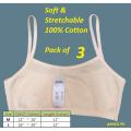 Girls Camisoles Bra / Girls Half Slips / Girls Biddies / Girls Half Tanks / Smooth & Silky Cotton With Lycra - Pack of 03. 