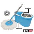 [Steel] Rotating Spin Mop 360 with Bucket & Wheels - 01 Microfiber Cloth Refill Included (Extendable and Retractable) Steel / Plastic. 