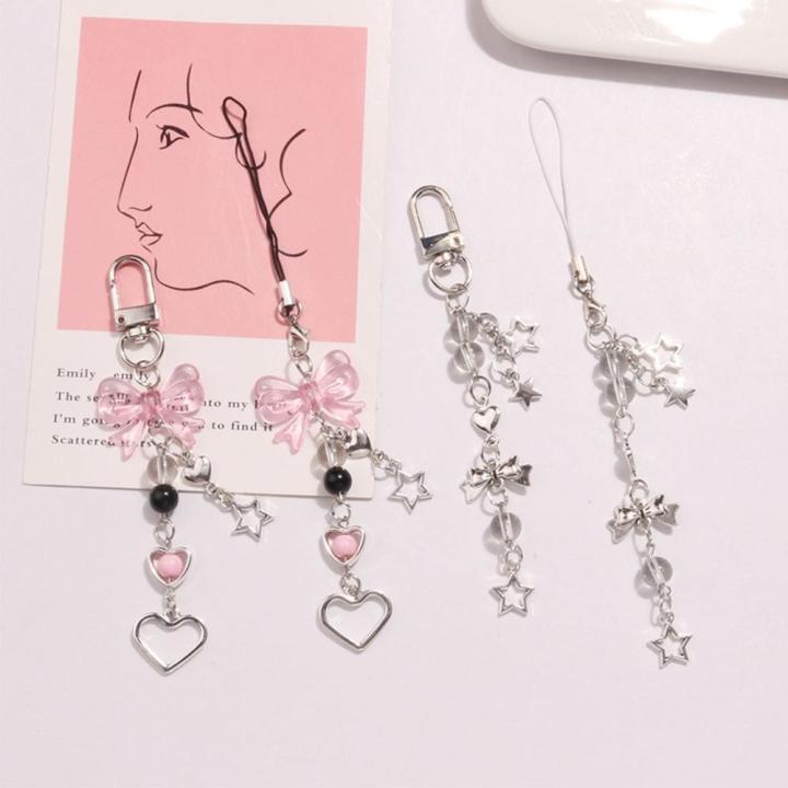 Cute  Charm Trendy Bow Kawaii Keychain Pendant Heart Y2K Bag Chain for For Girls For Women For Teens Gift  Use