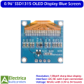 4Pin 0.96" SSD1315 OLED Display Module Blue 128x64 Resolution I2C IIC Interface for Arduino Raspberry Pi ESP8266 ESP32 Projects by Electrica. 