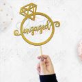 Engaged Cake Topper for Cake Decoration, Bridal Shower, Wedding & Engagement Party Celebration Toppers in Gold. 