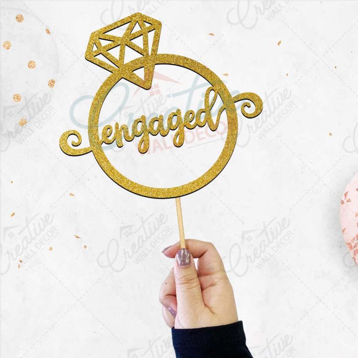 Engaged%20Cake%20Topper%20for%20Cake%20Decoration,%20Bridal%20Shower,%20Wedding%20&%20Engagement%20Party%20Celebration%20Toppers%20in%20Gold%20-%20Image%203