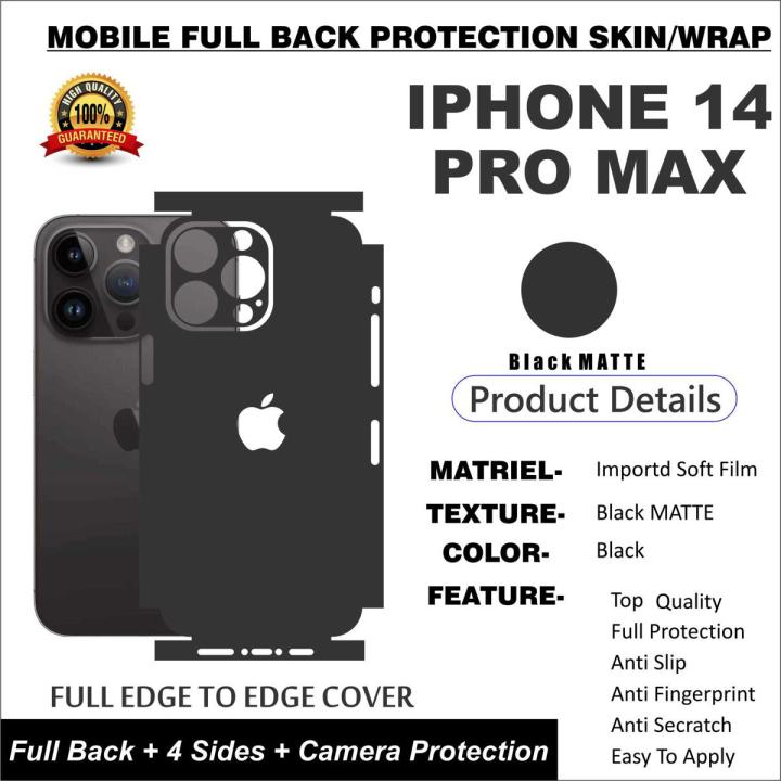 APPLE IPHONE 14 PRO MAX FULL BACK 360 PREMIUM Protection Skin / Wrap-MATTE BLACK FULL BACK 360 PREMIUM Protection Skin / Wrap-MATTE BLACK