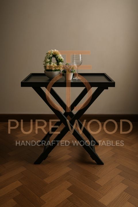 Folding Side Table Coffe Table Serving Table JET BLACK