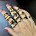 Set of 12Pcs Antique Gold and Silver rings #FAVORITE of every girls in different sizes mid and full finger rings. 