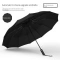 Fully Automatic 12 Ribs Umbrella Auto Open & Close High Quality  Fold Umbrella For Office,Outdoor & Traveling - Black. 
