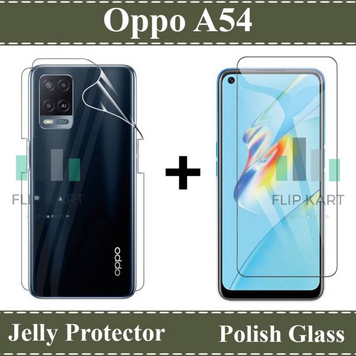 Oppo A54 Tempered Glass And Back Clear Hydrogel Film 2 in 1 Combo