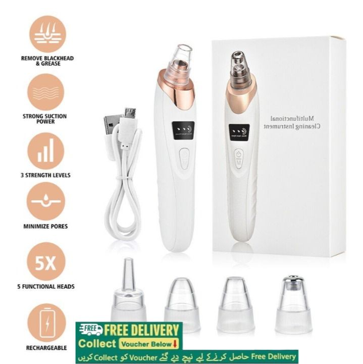 5 in 1 Blackhead remover machine, derma suction, pimple acne remover, blackhead vacuum machine, dust remover, dirt remover, Pimple Popper Tool Pore Vacuum Black Head Remover, Whitehead Acne remover, deep face clean blackhead remover