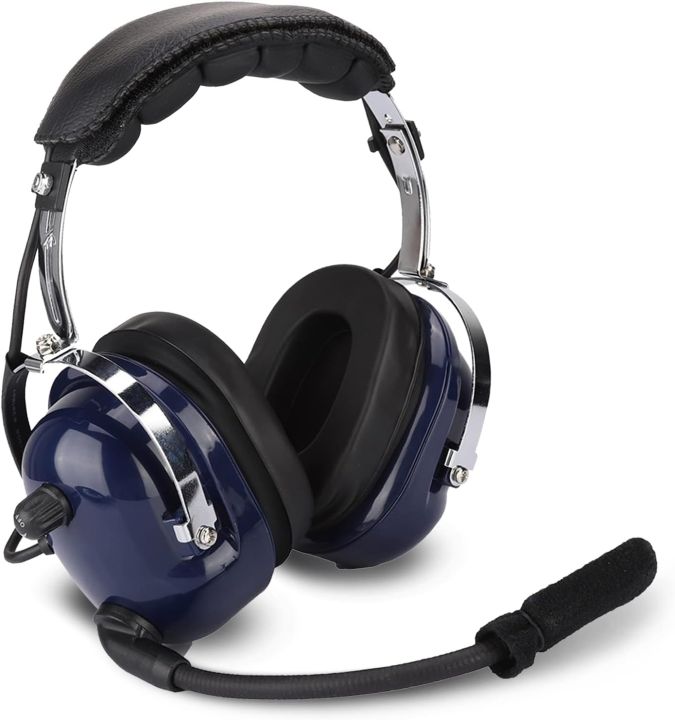 Aviation Headset, Pilot Headset, General 3.5mm Dual Plug Noise Cancelling Headset Blue