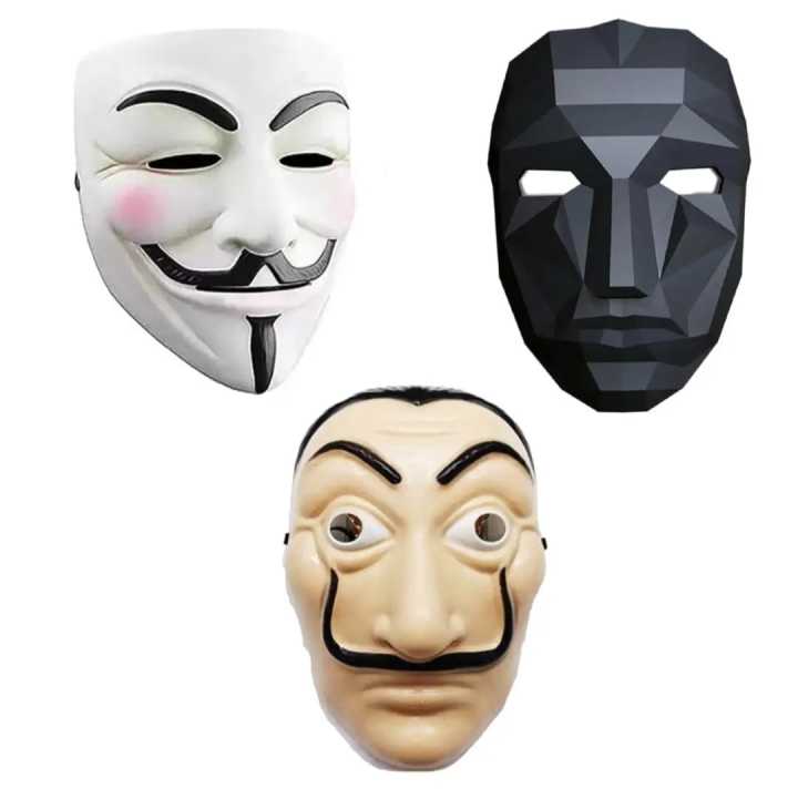 Random Horror Mask Hacker Mask Adult Male Ghost Dancer V Character Vendetta Mask Funny 3 of Pack