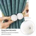 2 PCS Magnetic Pearl Curtain Buckle Magnetic Curtain Tiebacks Convenient Drape Tie European Style Decorative Weave Rope Curtain Rings & Buckles Holder for Window Sheer Blackout Draperies, Braided Straps Ball Buckles,  Parday. 