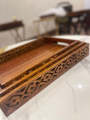 Wooden Screen Tray Set-Wooden Tray Set 3Pcs-Wooden Serving Tray Set of 3 With Handle- Wooden High Quality Trays Different Sizes for Tea Coffee Food Platter Household Kitchen Multipurpose Use. 