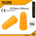 Tolsen 10 Pairs Disposable Cylindrical Foam Ear Plugs 45081 for Sound Sleep, Noise Suppression. 