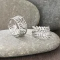 Stainless Steel Rings Bohemian Style Vintage Plant Leaves Adjustable Open Ring For Women Jewelry Non-fading High-quality New in. 