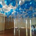 Happy Birthday Silver with Blue & Black Balloons Theme Set For Birthday Decoration and Celebrations. 