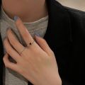 2Pcs/set Korean Ins Black Love Rings Simple Fashion Trend Girl Heart-shaped Index Finger Rings Personality Versatile Jewelry Gift. 