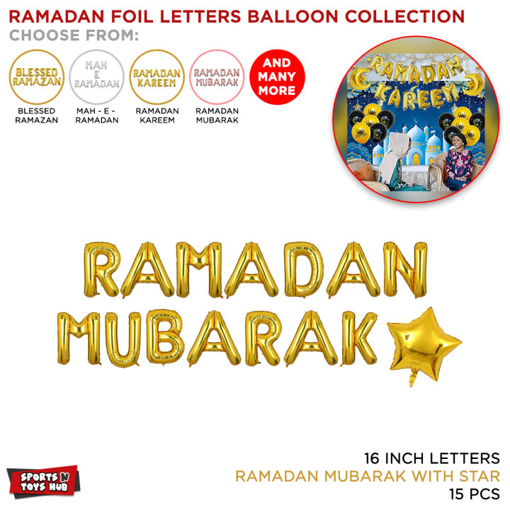 Ramadan  Foil Letter Balloon Collection, Ramazan Celebration Decor For Dining Area, Drawing Room & Lounge Celebrate Islamic Festive Roza Khushai Event With Customised Ballon Decorate Your Home Office & Shop Blessed Ramadan Kareem Party Supplies : GGOfBJbG