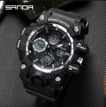 SANDA MC502 Multicolor Dual Time Quartz Digital Sport Military Watch | Waterproof & Shock-Resistant for Active Men. 