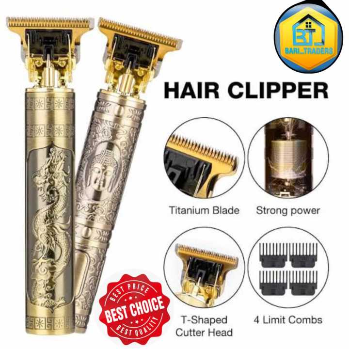 Electric Hair Trimmer || Rechargeable Vintage Hair Clipper For Men || Professional Outline Edger Beard Trimmer || Hair & Beard Grooming Kit For Men || Dragon Style Zero Gapped Clipper Machine || Latest Premium Quality With Extra Clips