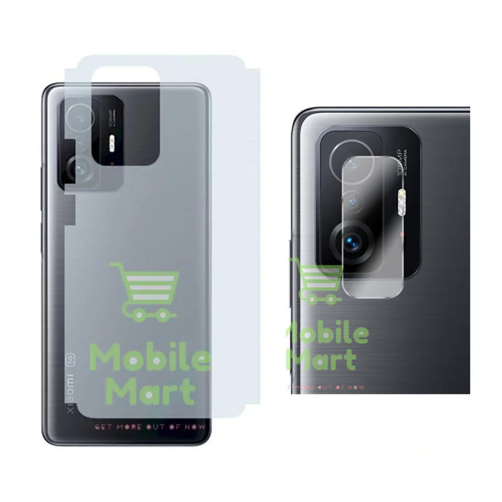 Xiaomi 11T Back Protector Carbon Fiber Matte Soft Skin Sheet + Back Rear Camera Protector 9H Gorilla Flexible Protection