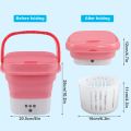 Portable Mini Washing Machine, Foldable Small Laundry Tub with Drain Basket Lightweight Washer Ultrasonic Cleaning Touch Screen and Timer Reusable Washing Machine for Baby Clothes Underwear Bra Sock. 
