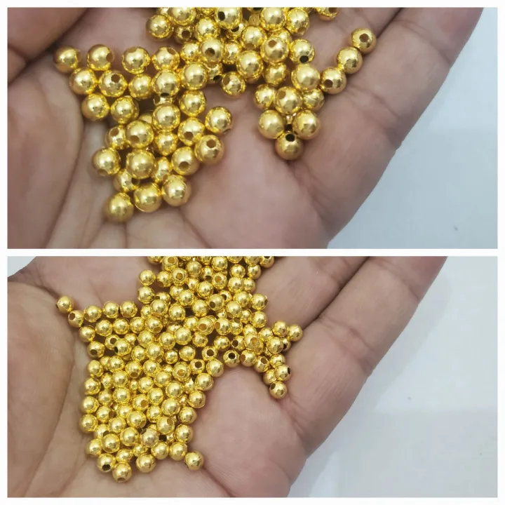20%20gm%20Fine%20Quality%20Plastic%20Pearl%20Round%20Spacer%20Gold%20Plated%20Round%20Beads%203mm/4mm/6mm/8mm%20-%20Image%204