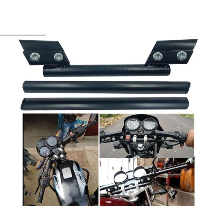 Aluminum 3 Piece Handle Universal Adjustable Black Handle Bar for Motorcycle Hollow Style Adjustable Length For Motorcycle - Blue For Cafe Racers, Honda CD70, CG 125, Suzuki etc