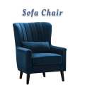 Modern Sofa Chair Khach One Seater Fabric  Blue Velvet Colour {Special Offer available}. 