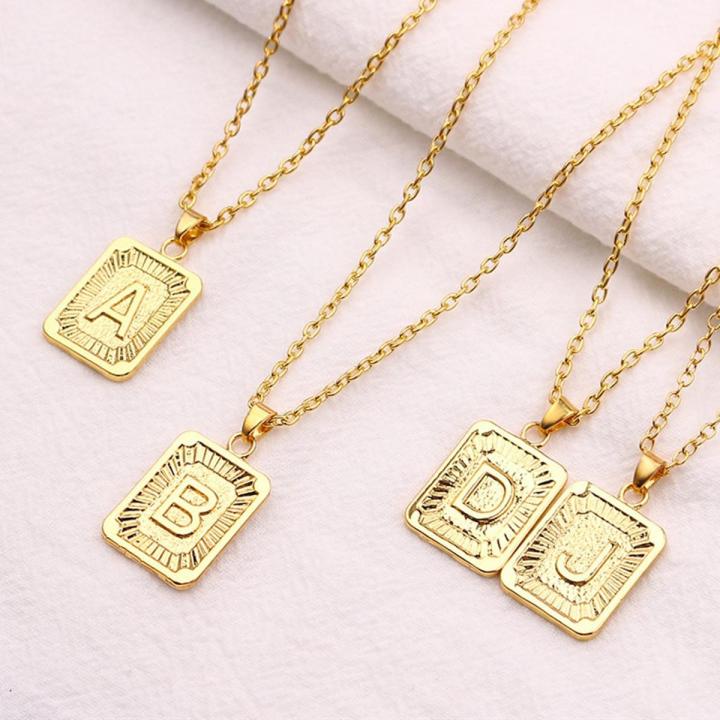 Tiny Gold Initial A-Z Letter Necklaces Umisex Charm Luster Gold Metal Capital Love Couple Pendant For Women Men Jewelry