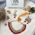 Jewellery Set Kundan - (3 in 1) Necklace, Earrings & Maang Tika - Artificial Jewellery for Women & Girls - Fashion Jewellery Golden Combination  OWN Jewellery. 
