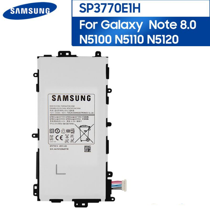 SAMSUNG Tab Note 8.0 N5100 / N5110 / N5120 Battery Replacement SP3770E1H Battery with 4600mAh Capacity _ White