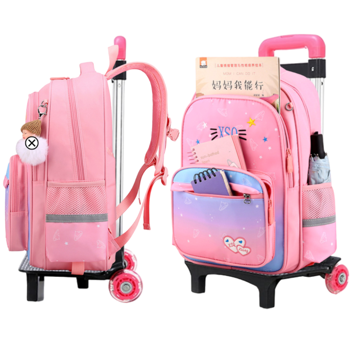 Bagzillas Durable Girls Handcarry Trolly Bag School Bags for Girls Waterproof 2 Wheeler Backpack school bag for girls Suite 2nd To 6th Grade Daraz.pk