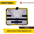 20PCS HEX & TORX WRENCH SET Chrome Vanadium 6150, Heat Treated, Chrome Plated With a Canvas Bag Double Blister Packaging - UYUSTOOLS YAX020. 