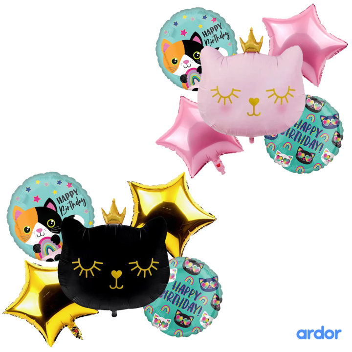 crown cat Foil Balloon | 5 pcs Set | For | birthday Party Decor