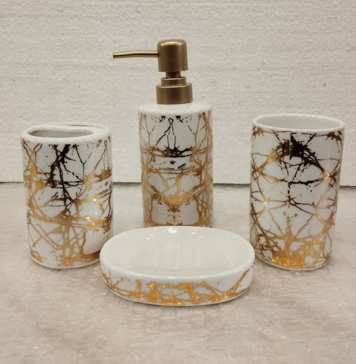 4%20Piece%20Bathroom%20Accessories%20Set%20-%20with%20Soap%20or%20Lotion%20Dispenser,%20Toothbrush%20Holder,%20Tumbler%20and%20Soap%20Dish%20-%20Glossy%20Finish%20-%20Matt%20Finish-%20Porcelain%20(Black,%20White,%20Brown)%20-%20Image%202