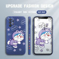 Jizetin for Samsung Galaxy A32 Case Puple Clothing Doraemon Side Design Phone Case Square Edge Pattern Liquid Silicone Cases Full Cover Camera Shockproof Protective Case. 